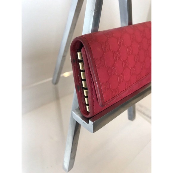 Vintage GUCCI Key Holder, Red with Gold, Micro GG Key & Card case, Guccissima - Picture 7 of 15